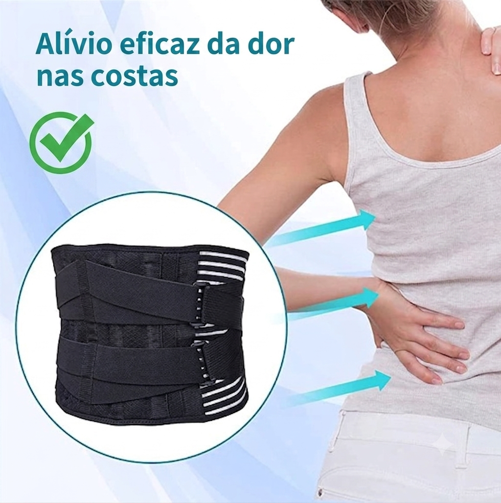 Cinta Ortopédica Lombar com 6 Hastes de Suporte